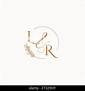 LR initial wedding monogram logo design ideas Stock Vector