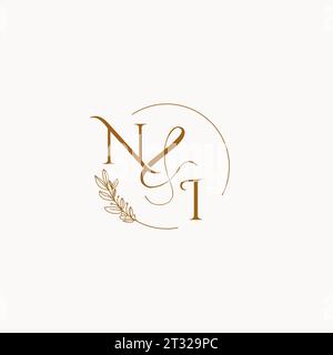NI initial wedding monogram logo design ideas Stock Vector