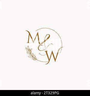 MW initial wedding monogram logo design ideas Stock Vector