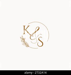 KS initial wedding monogram logo design ideas Stock Vector