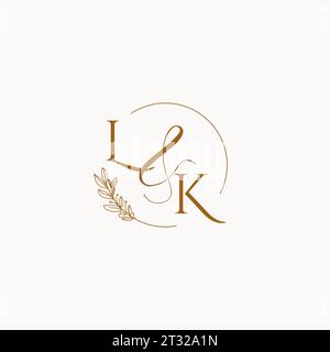 LK initial wedding monogram logo design ideas Stock Vector