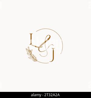 LJ initial wedding monogram logo design ideas Stock Vector