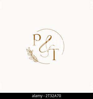 PT initial wedding monogram logo design ideas Stock Vector