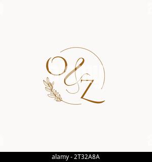OZ initial wedding monogram logo design ideas Stock Vector