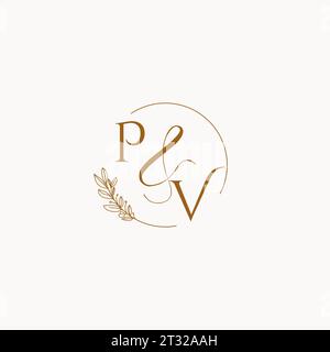 PV initial wedding monogram logo design ideas Stock Vector