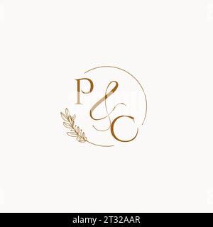 PC initial wedding monogram logo design ideas Stock Vector