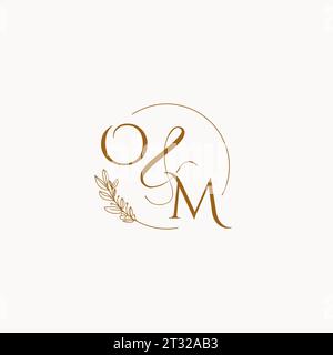 OM initial wedding monogram logo design ideas Stock Vector