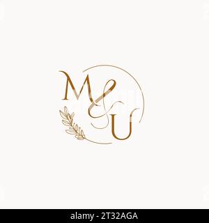 MU initial wedding monogram logo design ideas Stock Vector