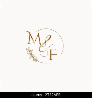 MF initial wedding monogram logo design ideas Stock Vector