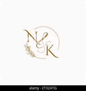 NK initial wedding monogram logo design ideas Stock Vector
