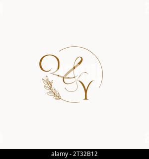QY initial wedding monogram logo design ideas Stock Vector