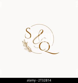 SQ initial wedding monogram logo design ideas Stock Vector