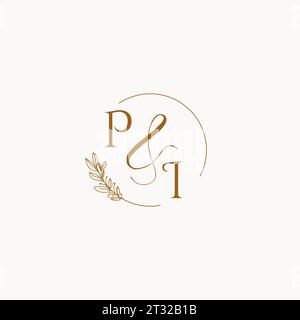 PI initial wedding monogram logo design ideas Stock Vector