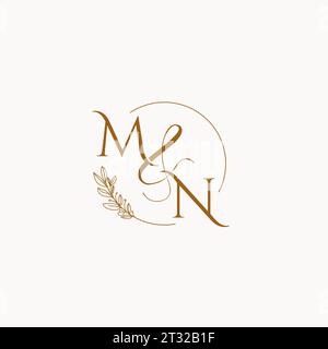 MN initial wedding monogram logo design ideas Stock Vector