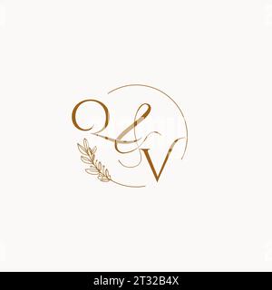 QV initial wedding monogram logo design ideas Stock Vector