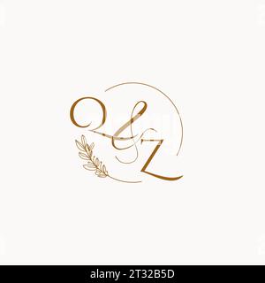 QZ initial wedding monogram logo design ideas Stock Vector