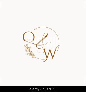 QW initial wedding monogram logo design ideas Stock Vector
