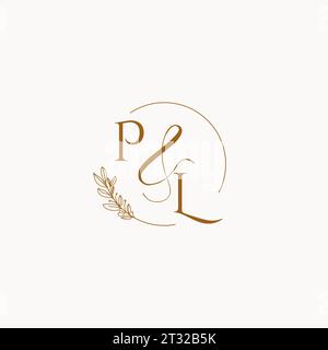 PL initial wedding monogram logo design ideas Stock Vector