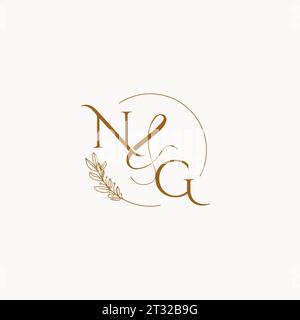 NG initial wedding monogram logo design ideas Stock Vector