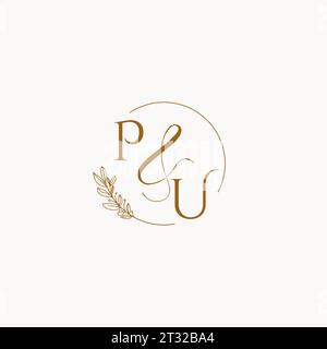PU initial wedding monogram logo design ideas Stock Vector