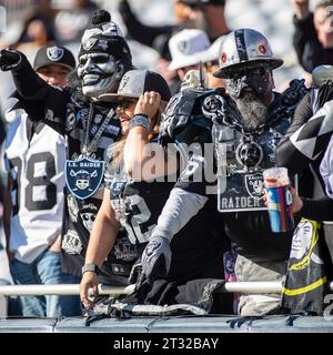 Chicago, IL, USA. 22nd Oct, 2023. Raiders fans watch the action during a game against the Chicago Bears in Chicago, IL. Mike Wulf/CSM/Alamy Live News Stock Photo