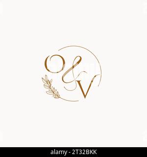 OV initial wedding monogram logo design ideas Stock Vector