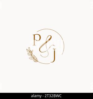 PJ initial wedding monogram logo design ideas Stock Vector