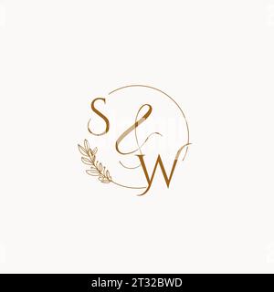 SW initial wedding monogram logo design ideas Stock Vector