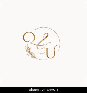 QU initial wedding monogram logo design ideas Stock Vector