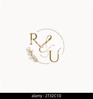 RU initial wedding monogram logo design ideas Stock Vector