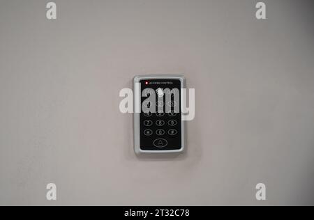 Secure password on keyboard for opening door. The security code combination to unlock the door Stock Photo