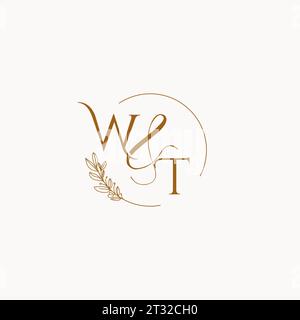 WT initial wedding monogram logo design ideas Stock Vector
