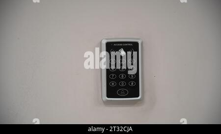 Secure password on keyboard for opening door. The security code combination to unlock the door Stock Photo