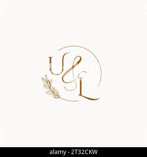 UL initial wedding monogram logo design ideas Stock Vector