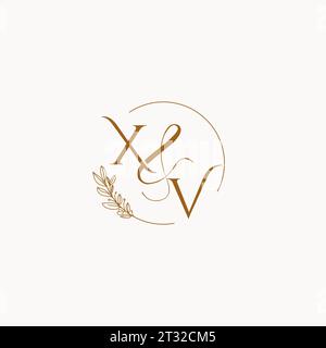 XV initial wedding monogram logo design ideas Stock Vector