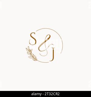 SJ initial wedding monogram logo design ideas Stock Vector