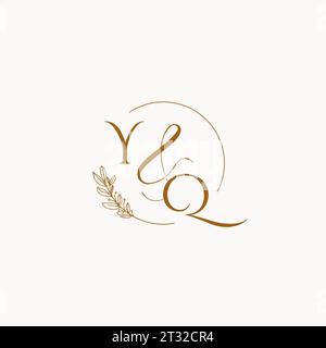 YQ initial wedding monogram logo design ideas Stock Vector