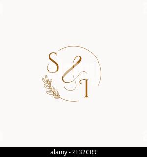 SI initial wedding monogram logo design ideas Stock Vector