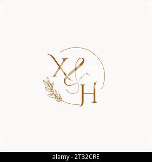 XH initial wedding monogram logo design ideas Stock Vector