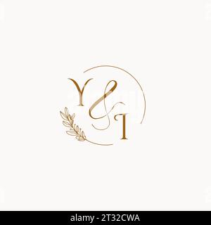 YI initial wedding monogram logo design ideas Stock Vector