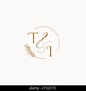 TI initial wedding monogram logo design ideas Stock Vector