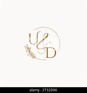 UD initial wedding monogram logo design ideas Stock Vector