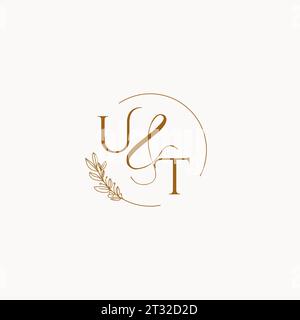 UT initial wedding monogram logo design ideas Stock Vector