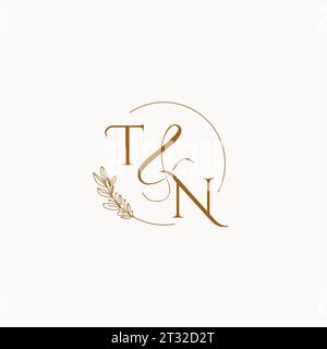 TN initial wedding monogram logo design ideas Stock Vector