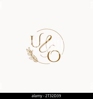 UO initial wedding monogram logo design ideas Stock Vector