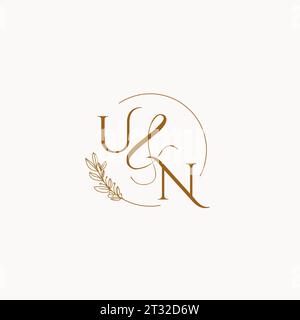 UN initial wedding monogram logo design ideas Stock Vector