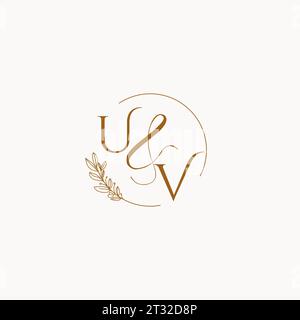 UV initial wedding monogram logo design ideas Stock Vector