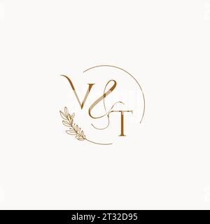 VT initial wedding monogram logo design ideas Stock Vector