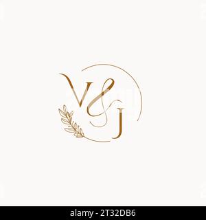 VJ initial wedding monogram logo design ideas Stock Vector