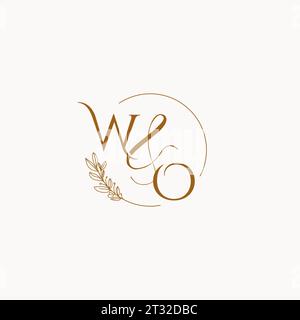 WO initial wedding monogram logo design ideas Stock Vector